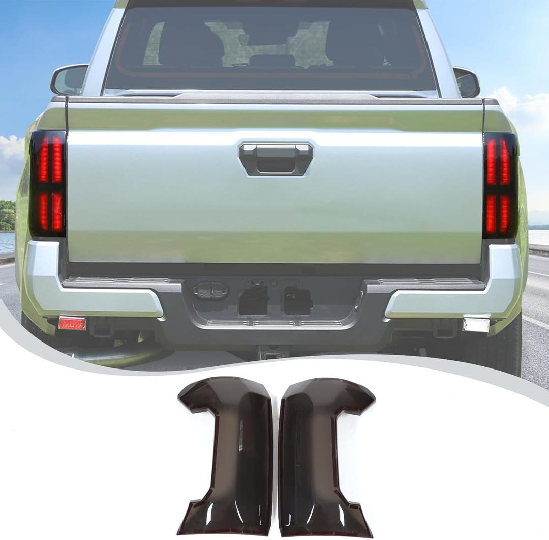 Rear Tail Light Cover Tail Lamp Shell Shade Guard Trim Frame Compatible with Toyota Tacoma 2024-2026,ABS Car Taillight Protective Shell Bezels Smoke Black Taillight Shell Accessories