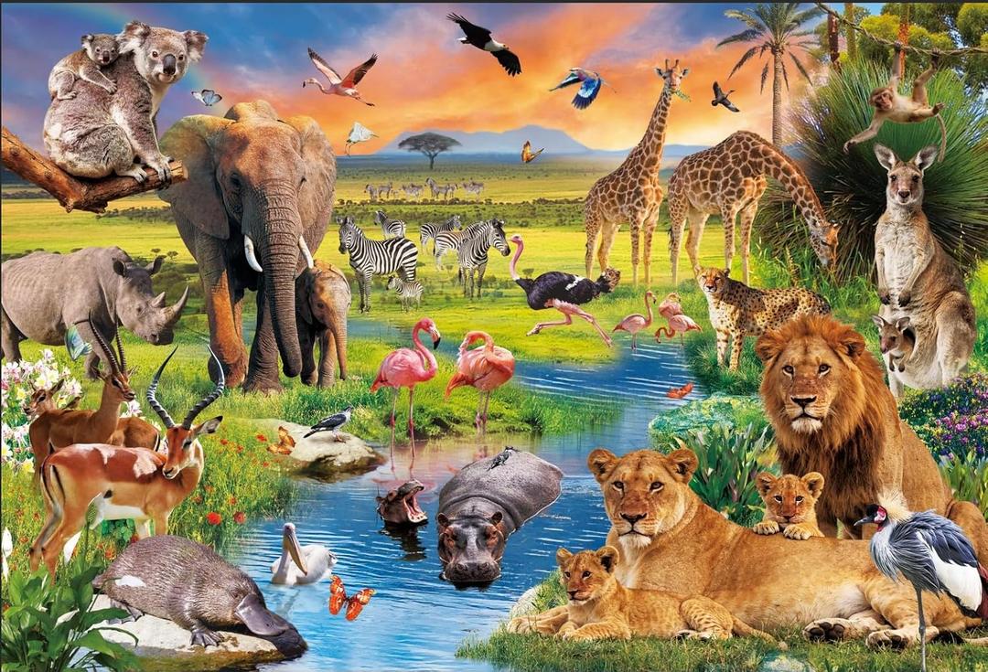 1000 Pieces Jigsaw Puzzles for Adults and Teens and Family Happy Game Time Animal Cute Funny Puzzle (Wild Animals)