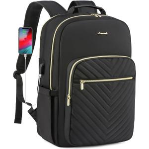 LOVEVOOK Large Travel Backpack Women with 17.3-inch Laptop Compartment, Work Business Computer Carry On Backpack Purse, Hiking Backpack Waterproof Outdoor Sports Rucksack Bag, Black