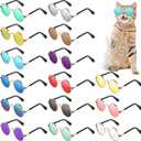 Weewooday 15 Pieces Dog Sunglasses Cat Sunglasses Retro Small Pet Round Metal Glasses Puppy Funny Cosplay Glasses Doll Photo Props Eyewear Costume for Small Medium Dogs