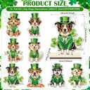 DoubleFill 8 Pcs St. Patrick's Day Dog Table Sign Decoration Green Shamrock Lucky Dog Wooden Tabletop Centerpiece Irish Rustic Farmhouse Tiered Tray Decor for Home Kitchen Vet Office Fireplace Desk