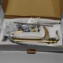 Antique Brass Waterfall Bathroom Faucet GGStudy Single Handle One Hole Farmhouse Bathroom Vessel Sink Faucet Matching with Pop Up Drain (Tall)