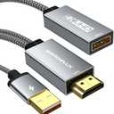 HDMI to Displayport Adapter, 4K@60Hz Active HDMI Male to DP Female Converter Adapter High Speed HDCP 2.2 Cable for PC,NVIDIA,AMD,NS,PS4/5,Xbox One/Series X (8.66 in)