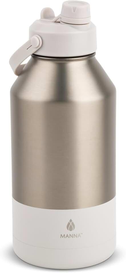 Manna Ranger Dual Insulated Stainless Steel Bottle - 64 Oz - Unbleached Matte Metallic