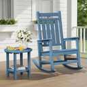 SERWALL Round Outdoor Side Table, HDPE Small Adirondack End Table,2-Tier Patio Side Table for Backyard Pool Porch Garden Lawn, Navy, Round 1-pack