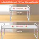 Adjustable Kitchen Shelf Organizer 9", (2 Pack) Heavy-Duty Cabinet Shelves for Countertop, Pantry & Microwave, Expandable Space-Saving Storage Rack with Non-Slip Pads, White