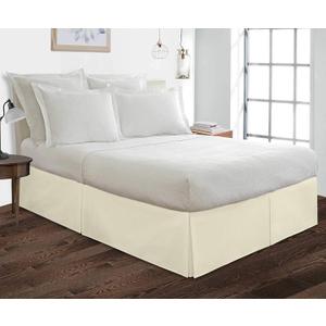 Cotton Delight Bed Skirt Queen Size 100% Cotton Blend Fabric, Premium Tailored Fit 1pc Bedskirt Queen Size 18" Drop Length Ivory Solid