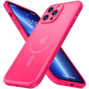 ImpactStrong Magnetic Guard Designed for iPhone 13 Pro Max Case [Camera Protection] [Military Grade Drop Tested] [Compatible with MagSafe] Slim Translucent Matte Phone Case (6.7") - Hot Pink