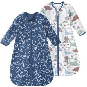 Yoofoss Baby Sleep Sack 0-6 Months Long Sleeve Wearable Blanket Baby 100% Cotton 2-Way Zipper 0.5 Tog Newborn Sleeping Sack, Lightweight (Small)