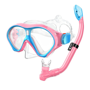 Gintenco Kids Snorkel Set, Diving Mask for Children as Unisex Kids Swimming Goggles, Anti-Fog Diving Mask and Dry Top Snorkel Combo Set for Junior and Youth