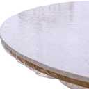 Clear Round Vinyl Fitted Tablecloth Waterproof Oilcloth Heavy Duty Elasticized Table Cover Elastic Edge Design Plastic Tablecloth Protector Best for 32"-36" Round