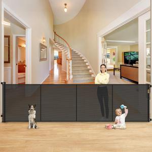 Reinforced 42" Extra Tall X 159" Extra Wide Retractable Pet Gate for Dogs Stop Babies and Pets from Drilling Through Outdoor Retractable Baby Gates Extra Tall Retractable Dog Gate Extra Wide Baby Gate