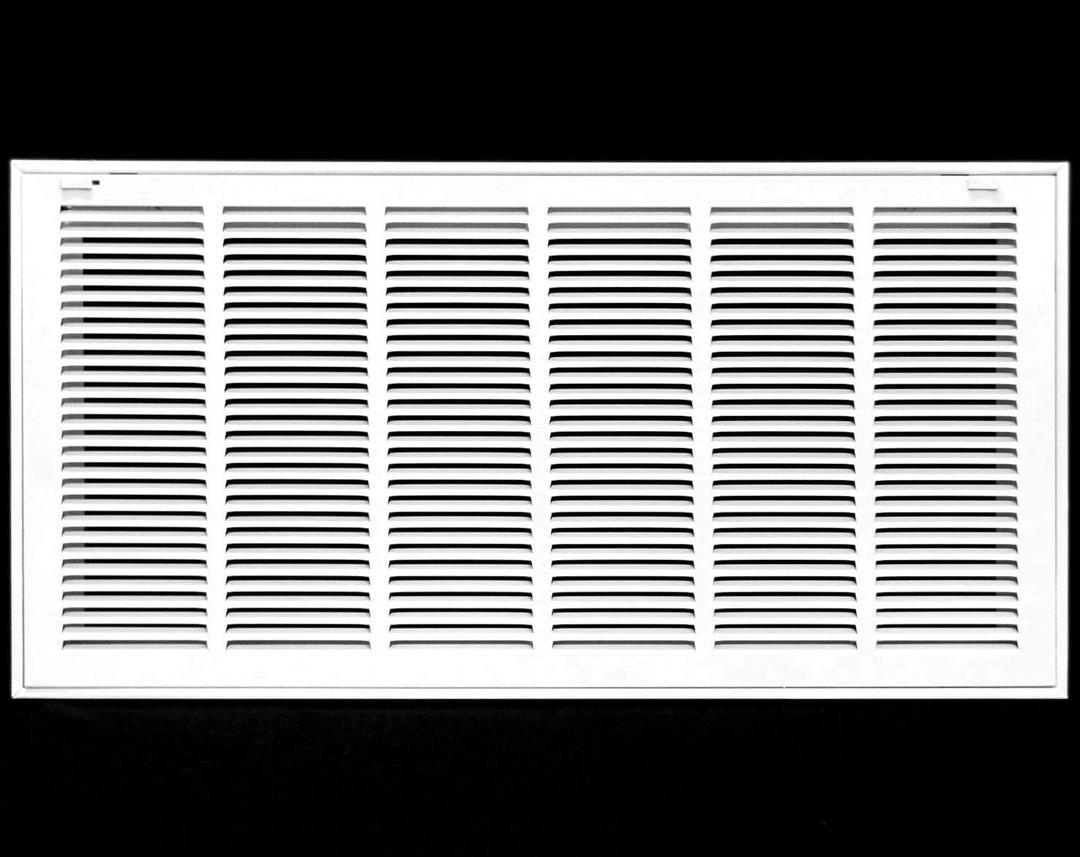 34" X 12" Steel Return Air Filter Grille for 1" Filter - Easy Plastic Tabs for Removable Face/Door - HVAC Duct Cover - Flat Stamped Face -White [Outer Dimensions: 35.75w X 13.75h]