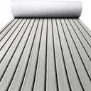 KXKZREN Boat Flooring EVA Foam Decking Sheet Faux Teak Marine Mat Non-Slip Boat Carpet Self-Adhesive Flooring for Jon Boats Motorboat RV Yacht Kayak Swim Platform (47.2 x 94.5 inch,31 sq.ft, Grey With Black Seam Lines)
