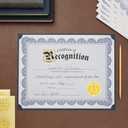 Best Paper Greetings Award Certificate Paper - 48 Sheets, 8.5 x 11 in, Blue Floral Border - Recognition Certificates with Lines & Sections, 48 Gold Foil Seal Stickers