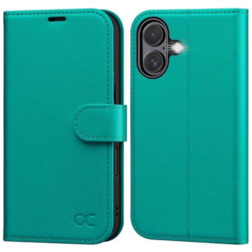 OCASE for iPhone 17 Wallet Case, PU Leather Flip Cover with Card Holder, RFID Blocking, Kickstand, Magnetic Closure, Protective Phone Case for iPhone 17 6.3-Inch 2025, Blue Green