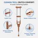 Loyoda Adjustable & Shock-Absorbing Crutch with Dual Height Adjustment, Under Arm Crutches for Adults & Kids 4'3" to 6'3"Ergonomic Handle & Durable Rubber Tip for Maximum Comfort and Support