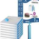 7 Pack Medium Space Saver Vacuum Storage Bags for Clothing Travel, Vacuum Seal Compression Bags for Clothes, Packing, Luggage, Blankets, Comforters and Pillows, Hand Pump Included