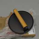 EWFEN Burger Press, 7" Round Heavy-Duty Cast Iron Smash Bacon Press Meat Steak with Wood Handle for Griddle, Sandwich, Nonstick Pan