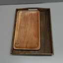 Coffee Table Tray Decorative Nested Vintage Wood Serving Tray Set for Eating, Breakfast, Party, Kitchen, Ottoman,Tea Coffee Table Large Ottoman Trays (Wood, 3Pc) (Brown)