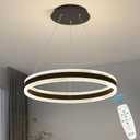 Modern LED Chandelier 1 Ring 19.7in Pendant Lighting for Kitchen Island 50W Dimmable LED Pendant Light Black Hanging Light Fixtures with Remote for Kitchen Dining Room Bedroom Living Room