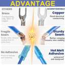 Haisstronica 100pcs #10 Blue Marine Grade Heat Shrink Fork Connectors,16-14 Gauge Insulated Electrical Crimp Wire Terminals