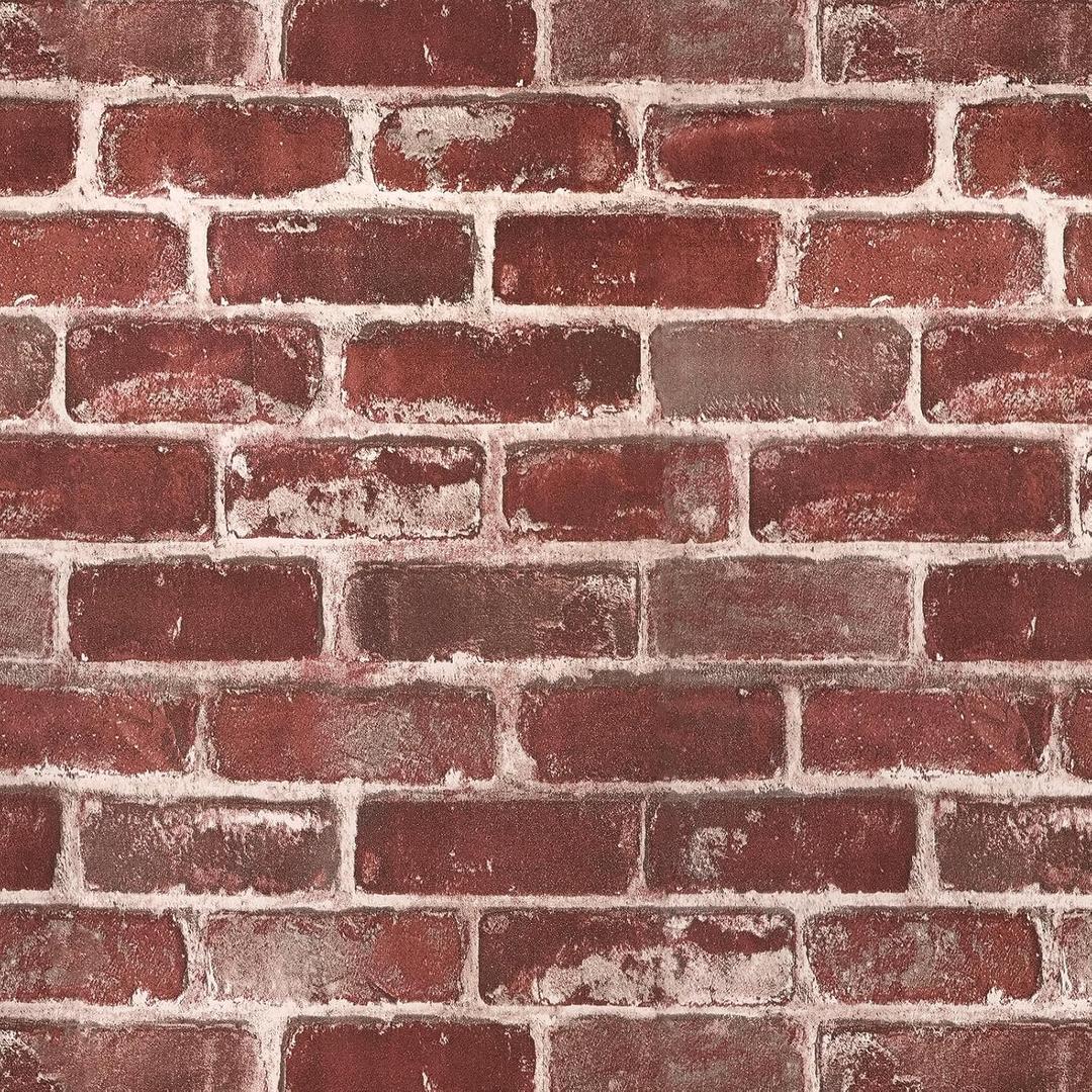 Red Brick Peel and Stick Wallpaper 17.5"160" Faux Brick Contact Paper Removable Self Adhesive Vinyl Wallpaper for Bedroom Kitchen Fireplace Accent Wall