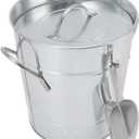 Ice Bucket, Stainless Steel 4 Quart, Insulated Bar Cooler & Drink Tub with Double Wall and Safety Cover for Bars, Restaurants, Parties (Stainless Steel Color)