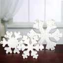 Bucherry 3 Pcs Winter Wooden Snowflake Decor Rustic Winter Snowflake Table Signs Wonderland Wood Blocks Farmhouse Christmas Tiered Tray Decorations for Xmas Table Shelf(Classic White) (Antique, Retro White)