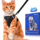 Halypet Cat Harness and Leash Set [ MAX Safety Third Generation ] Escape Proof Soft Adjustable Cat Leash Breathable Comfortable Vest Easy to Wear Kitten Harness for Outdoor Walking Black Small (Small (7-12lb))