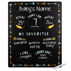 Tiny Idea’s Arrows Baby Milestone Chalkboard, Gender-Neutral Baby Photo Prop, Baby Décor Accessory, Black