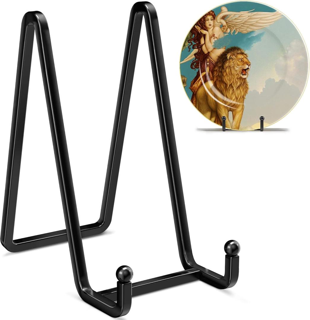 6 Inch Metal Square Picture Frame Easel Stands for Plates, Photos, Decor (Black, 2 Pack)
