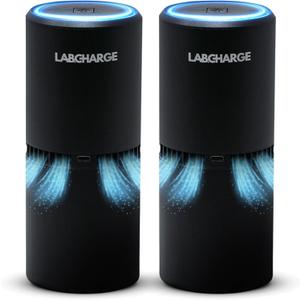 LabCharge Small Ionic Air Purifier for Home & Bedroom  Silent HEPA Filter  Covers 250 Sq Ft - Free Cleaner for Pets, Hair, Smoke, Dust, Odors & Dander  Compact & Black Design - Pack of 2