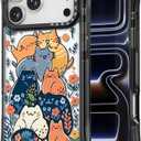 Rosarnnah for iPhone 17 Pro Max Case Cute - Military-Grade 20 ft Drop Protection Shockproof Phone Case - Funny Cats Party Design (6.9") Black