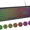 USB Wired Keyboard with Backlit 7-Colors, Full Size Keyboard with Retro Keycaps, Numeric Keypad and Media Hotkey for Computer Desktop PC Laptop and Windows 7 8 10 11