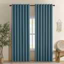 Linen 100% Blackout Curtains for Bedroom, Black Out Curtains 63 Inch Long 2 Panels Set, Back Tab/Rod Pocket Curtain for Living Room, Energy Efficient Curtain(52" W X 63" L, Teal)