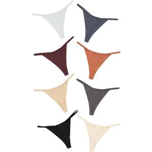 DEANGELMON Seamless G-string Thongs for Women - No Show Thong Underwear Low Rise Stretch Panties Workout Pack, L 