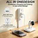 Outlet Extender Stick - Features USB-A, USB-C and 2 AC Outlets, Extends 17.5"-29.1", Rotates 360 Access Hard-to-Reach Outlets, Wall Plug Power Socket Expander Nightstands, Sofa, Desks and More