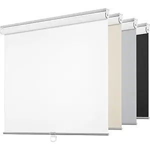 ChrisDowa Cordless Free-Stop 100% Blackout Blinds for Windows, Roller Windows Shades with Thermal Insulated, UV Protection Fabric for Living Room, Office and Home. Easy to Install.White,20" W X 72" H