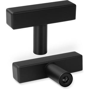 AEEKEL 30 Pack Square Cabinet Knobs Matte Black Drawer Knobs 2" Length, Single Hole Kitchen Knobs for Cabinet Pulls, Stainless Steel Cabinet Handles for Bedroom Bathroom Office