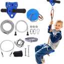 150 FT Zipline for Backyard Kids and Adults, Adjustable Zip Line Kit for Adult Outdoor 390 LBS Removable Non-Slip Trolley Play Playground Entertainment