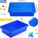 Hoteam 10 Pcs Flat Storage Organizer Tray Bin Paper Tray for Classroom Plastic Stackable File Organizer for School Office Teacher Book Organization(Blue,13.78 x 9.84 x 3.15 Inch)