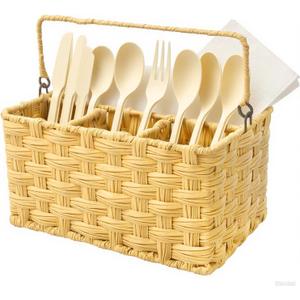 Plastic Silverware Holder for Parties,Plastic Silverware Holder with 4 Independent Compartments for Events,9.06*5.91*5.12Inches