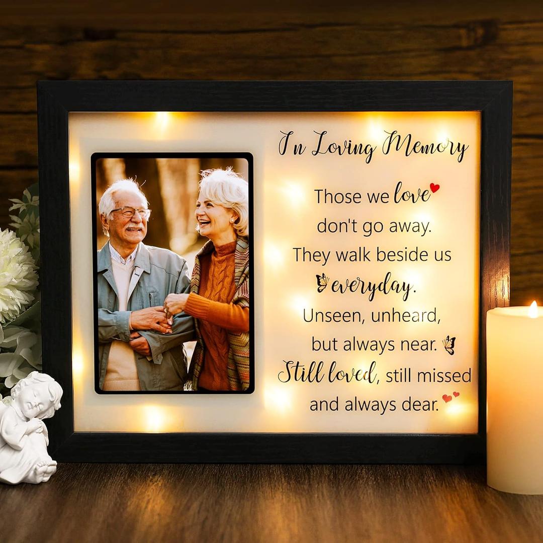 LED Shadow Box 4x6 - Memorial Picture Frame for Loss of Mother, Father, Loved One - Bereavement Gift (In Loving Memory)