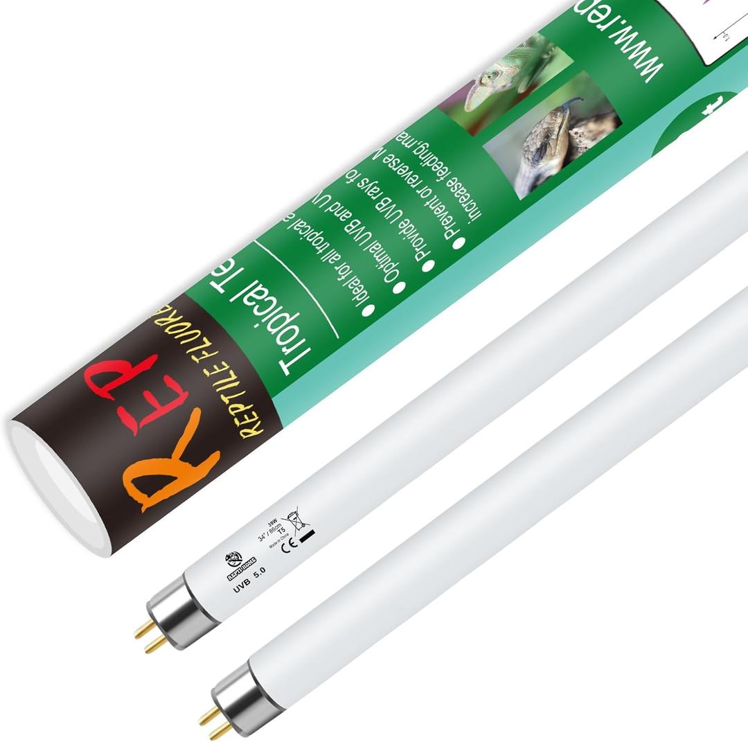 T5 UVB Reptile Light 39W 5.0,UVA UVB Light Bulb for Reptiles,2 Pack Reptile UVB Lamp Tube for Bearded Dragon