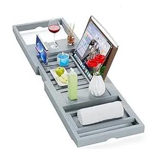 Yirilan Bathtub Trays for Tub, Bath Tray, Foldable Bathtub Caddy, Grey