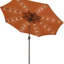 Blissun 9 ft Solar Umbrella with 32 LED Lights for Garden, Deck, Backyard (Rust)