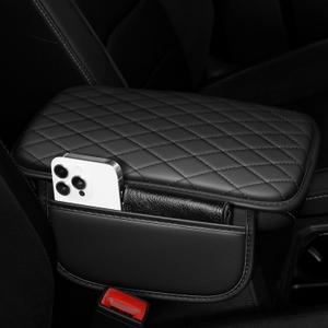 Center Console Cover for Cars Fit for Jeep Renegade Leather Armrest Covers with 2 Storage Bags(Black)