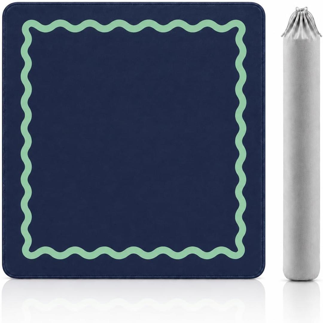 American Mahjong Mat, 31.5'' Non Slip Game Mat for Quieter Play(Deep Navy)