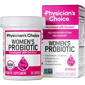 Physician's CHOICE Probiotics for Women - PH Balance, Digestive, UT, & Feminine Health - 50 Billion CFU - 6 Unique Strains for Her - Organic Prebiotics, Cranberry Extract+ - Women Probiotic - 30 CT, Best By 05/12/2027